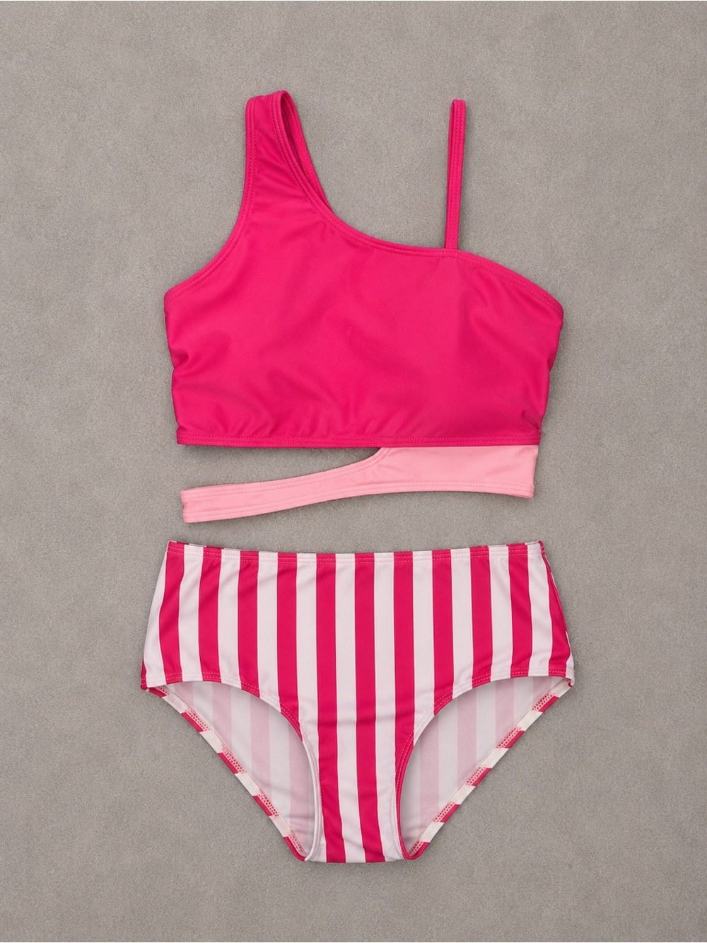 Alisister Teens 2 Piece Bikini Set Cut Out Asymmetrical Top Swimsuit - Size 14YR